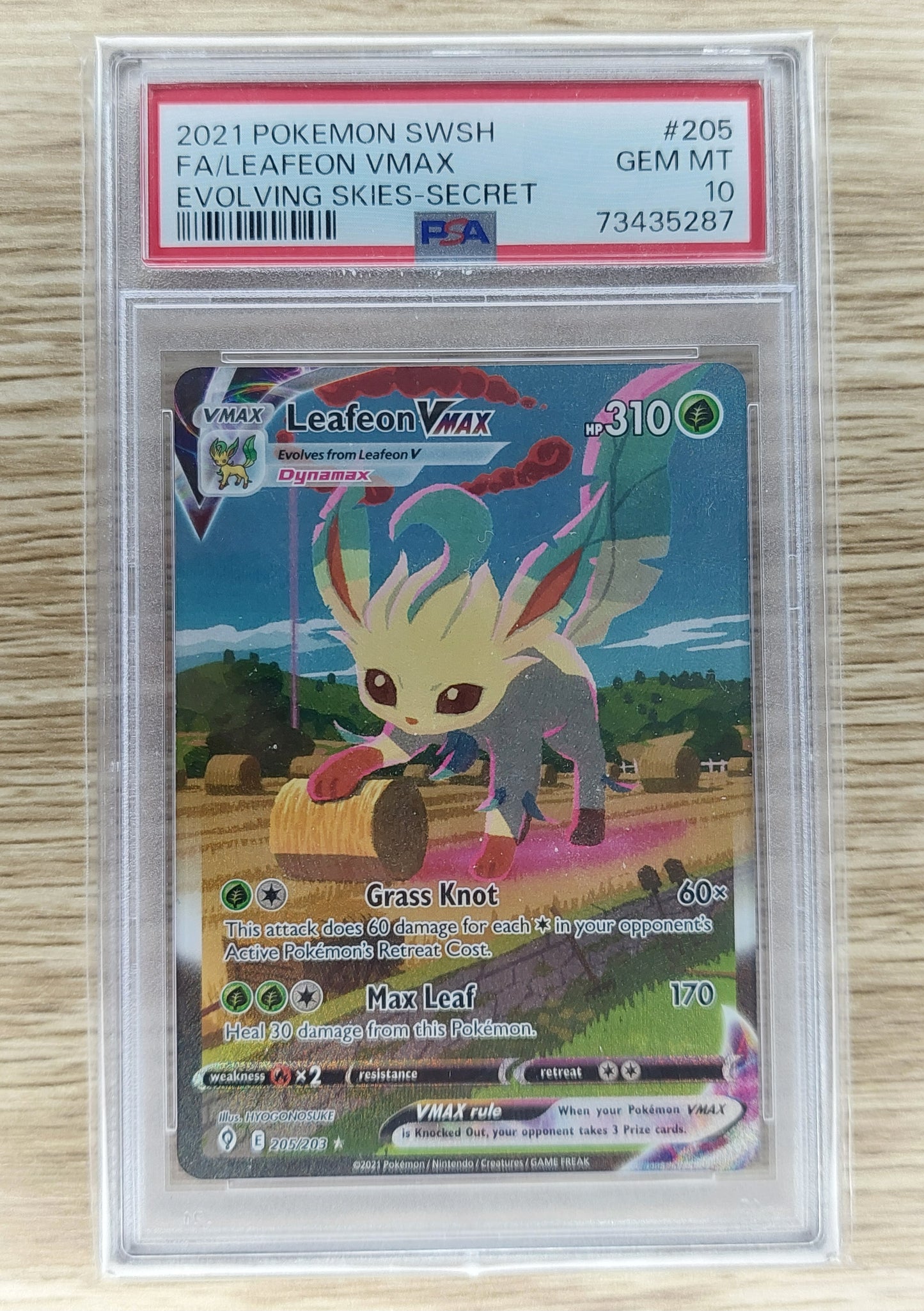 Pokemon 2021 Leafeon Vmax Evolving Skies 205/203 PSA 10