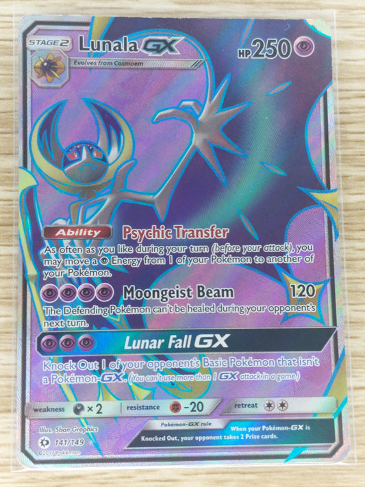 Pokemon 2017 Lunala GX Full Art Sun & Moon Base Set 141/149 LP