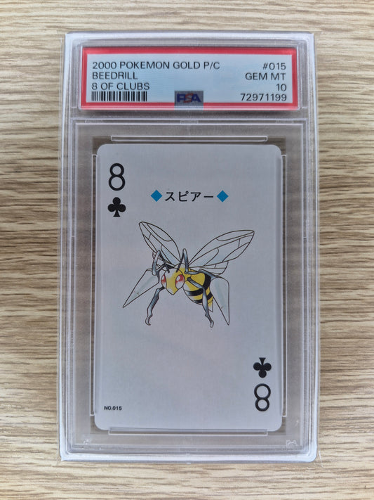 2000 Pokémon Gold Playing Card BEEDRILL 8 of Clubs PSA 10