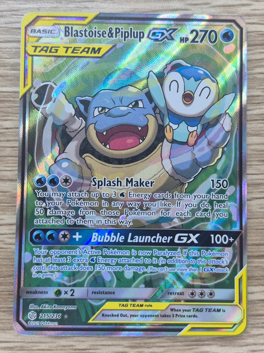 Blastoise & Piplup GX 215/236 (Alternate Full Art) - Cosmic Eclipse (SM12) LP