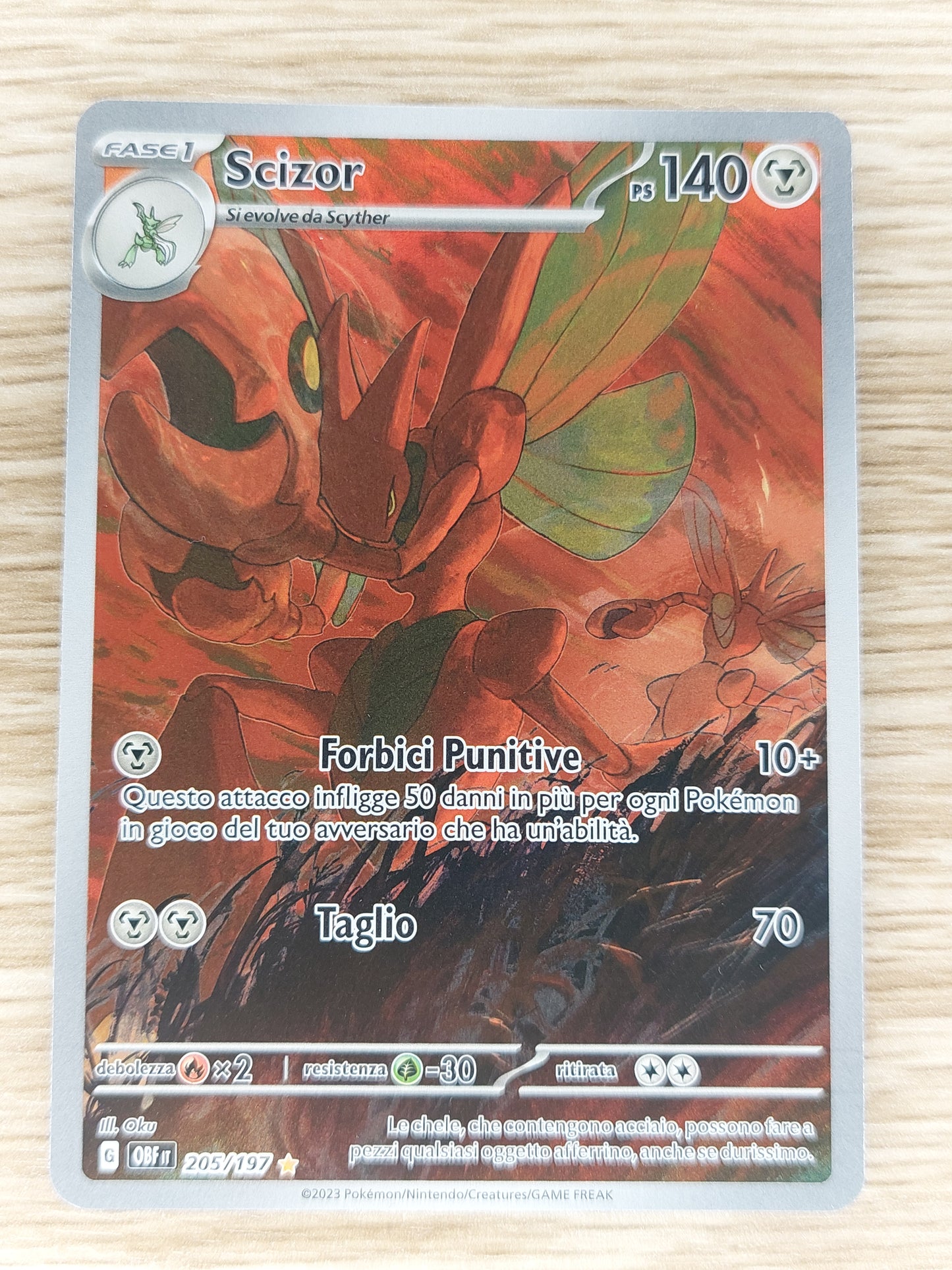 Pokemon 2023 Scizor Illustration Rare Obsidian Flames 205/197