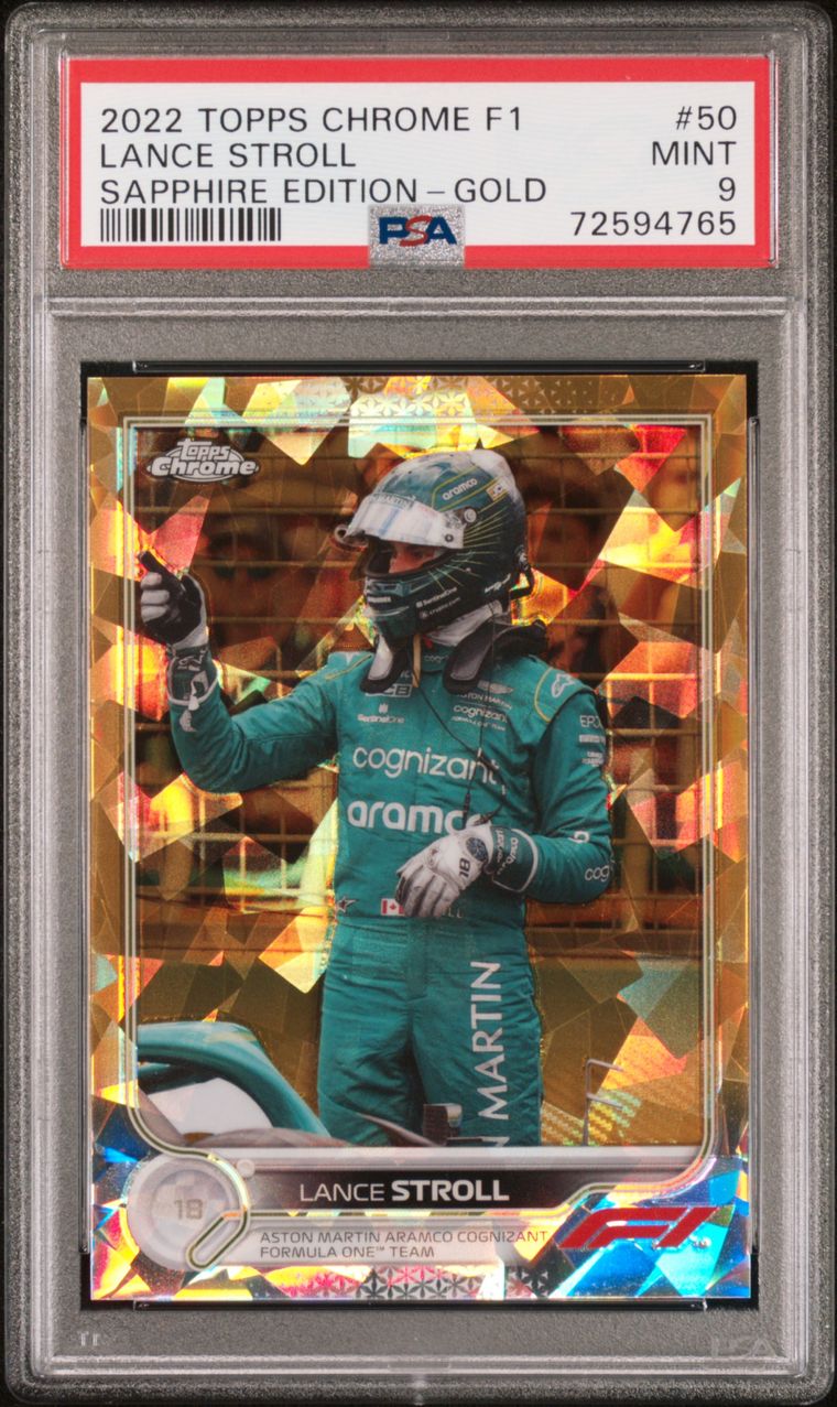 2022 Topps Chrome F1 #50 Lance Stroll Sapphire Edition Gold 32/50 PSA 9