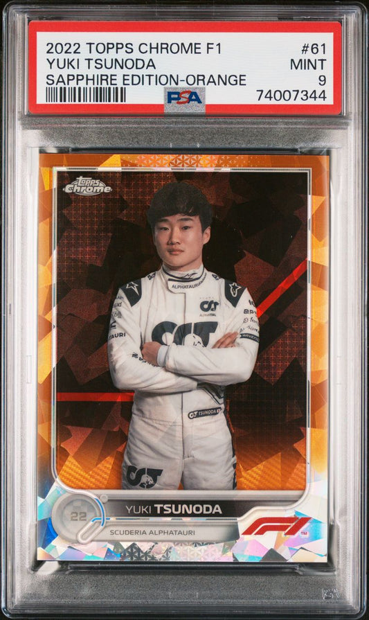 2022 Topps Chrome F1 Sapphire Edition #61 Yuki Tsunoda Orange /25  PSA 9