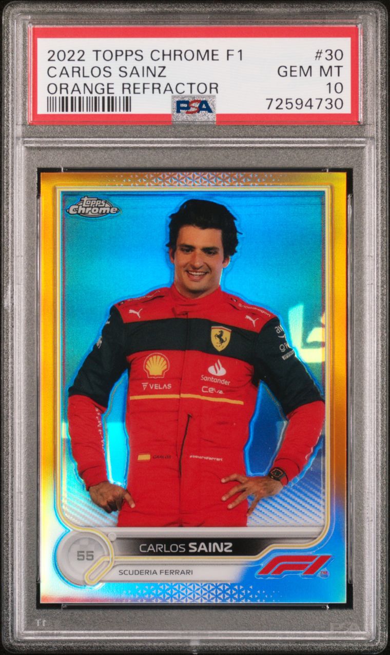 2022 Topps Chrome F1  #30 Carlos Sainz Orange 12/25  PSA 10