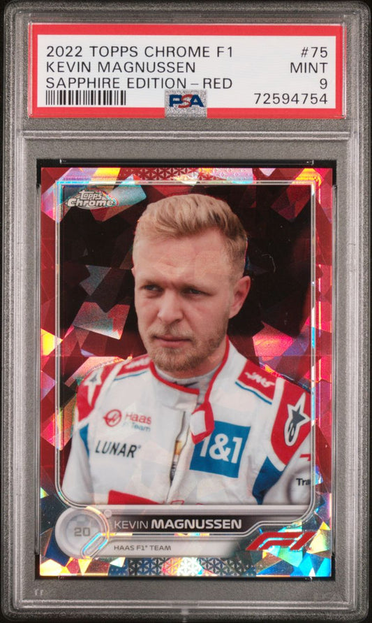 2022 Topps Chrome F1  #75 Kevin Magnussen Sapphire Red 1/5  PSA 9