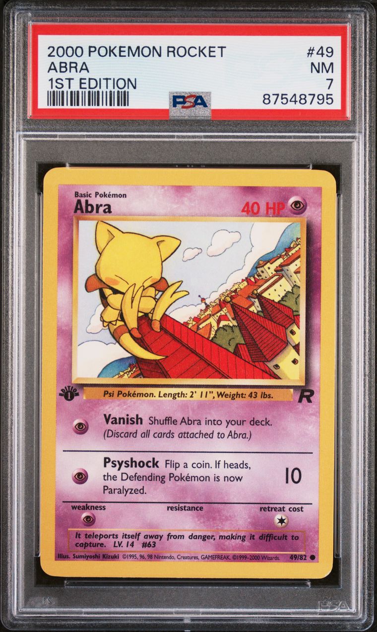 2000 Pokémon Rocket 49/82 Abra 1st Edition Non Holo PSA 7