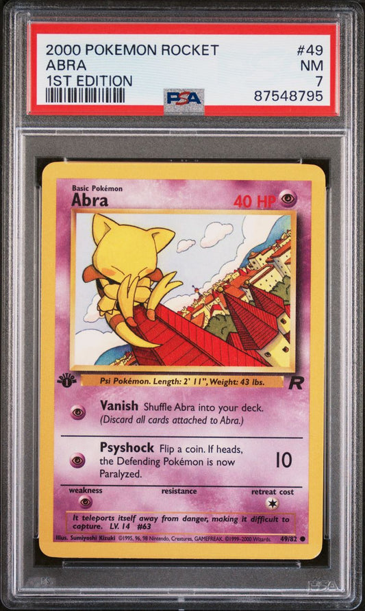 2000 Pokémon Rocket 49/82 Abra 1st Edition Non Holo PSA 7