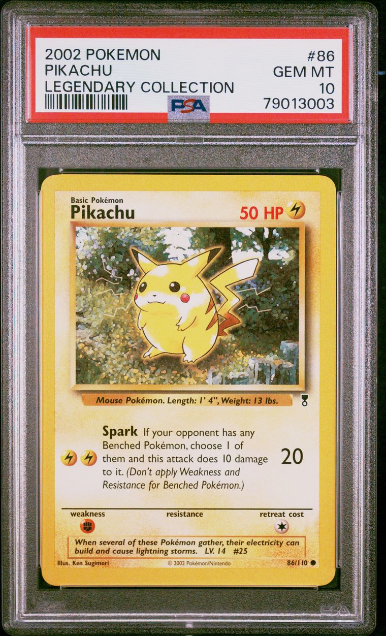 2002 Pokémon Legendary Collection 86/110 Red Cheeks Pikachu PSA 10 GEM MT