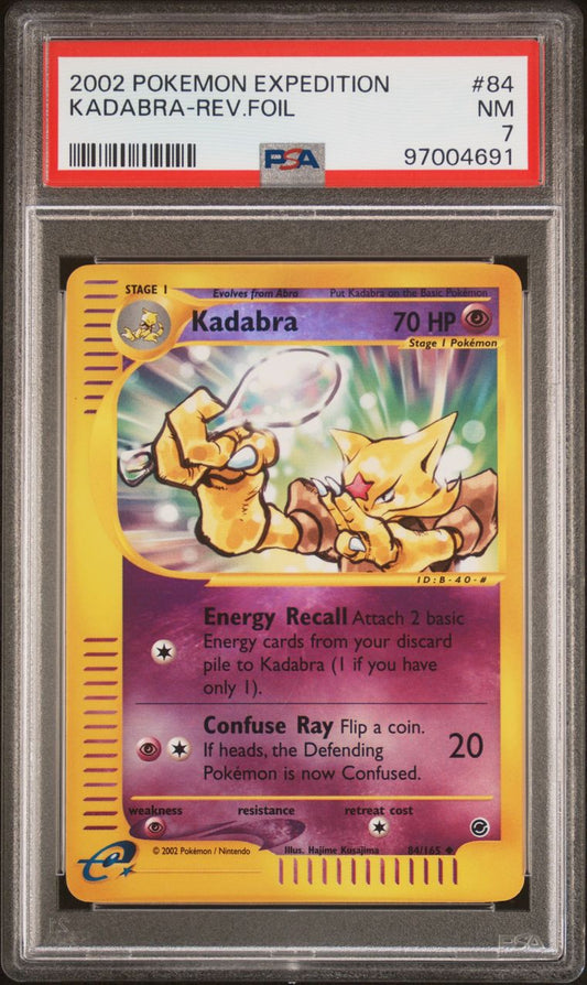 2002 Pokémon Expedition 84/165 Kadabra Reverse Foil PSA 7 NM