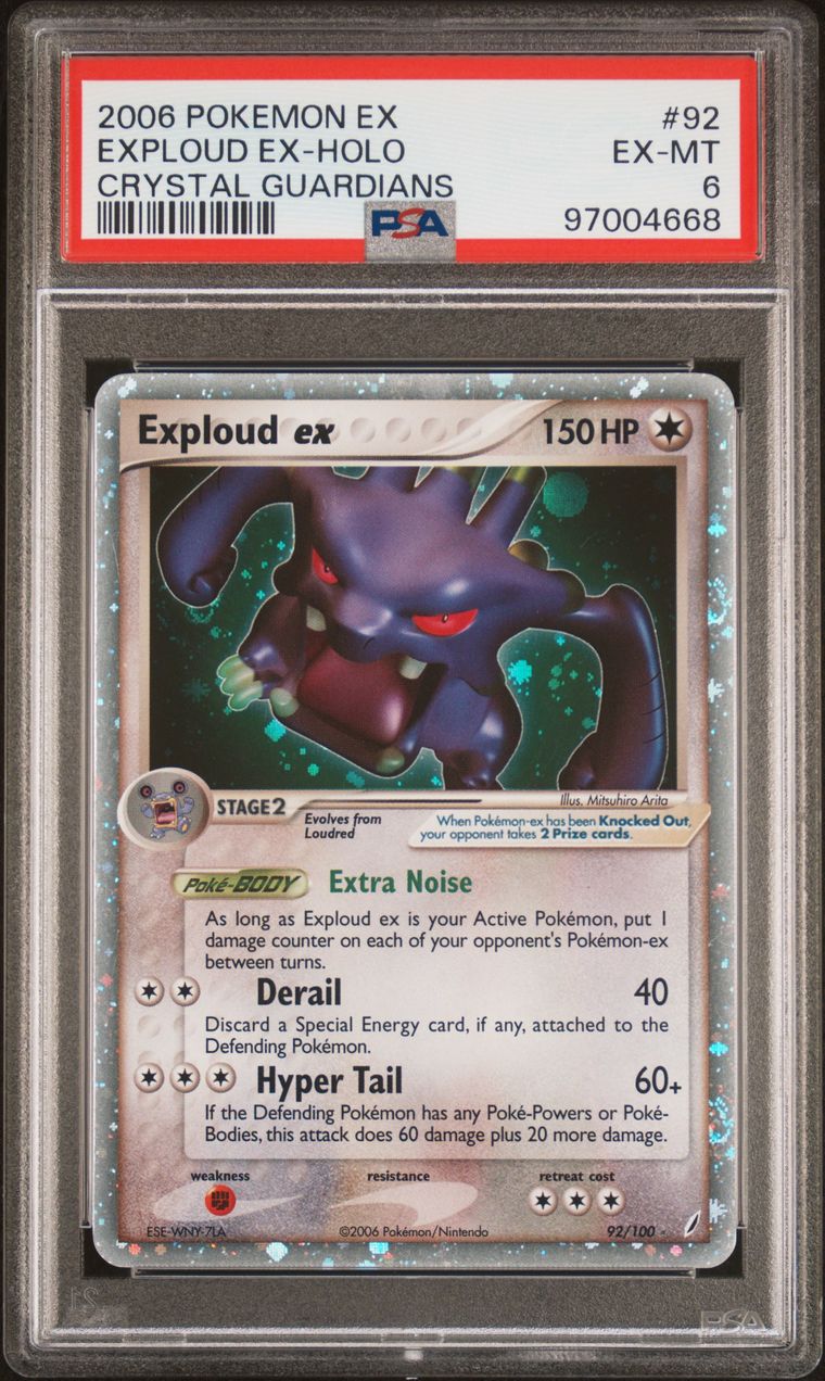 2006 Pokémon EX Crystal Guardians 92/100 Exploud EX Holo PSA 6 EX-MT