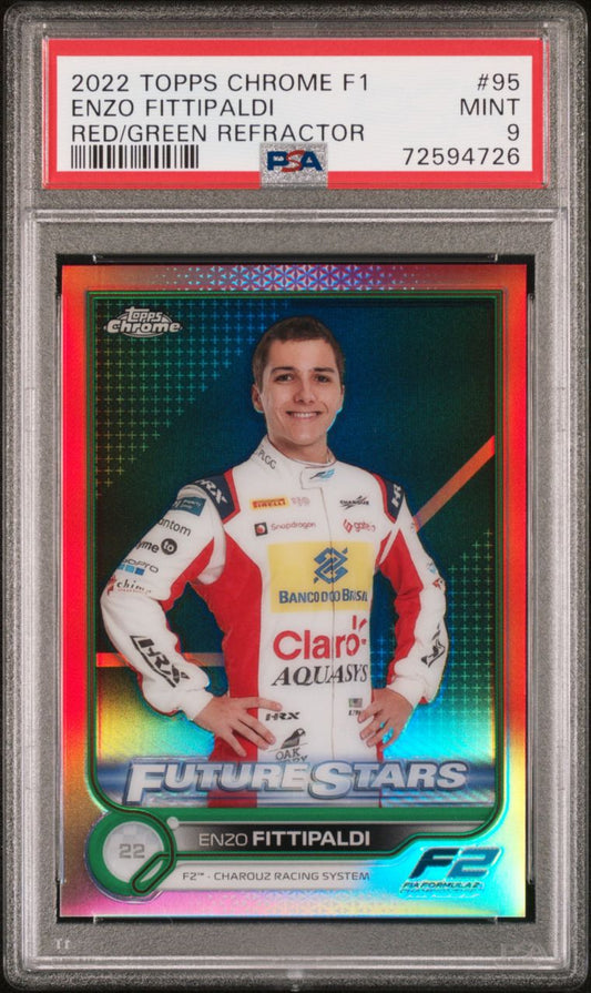 2022 Topps Chrome F1 #95 Enzo Fittipaldi Red/Green Refractor PSA 9 Mint