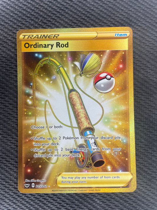 2020 Pokemon Sword & Shield 215/202 Ordinary Rod Gold Rare