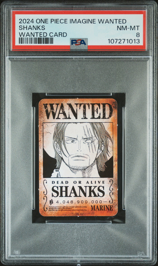 2024 One Piece Imagine Wanted Shanks Wanted Card PSA 8