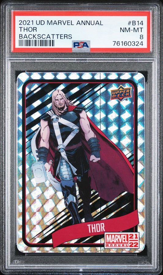 2021 Upper Deck Marvel Annual B14 Thor Backscatter PSA 8