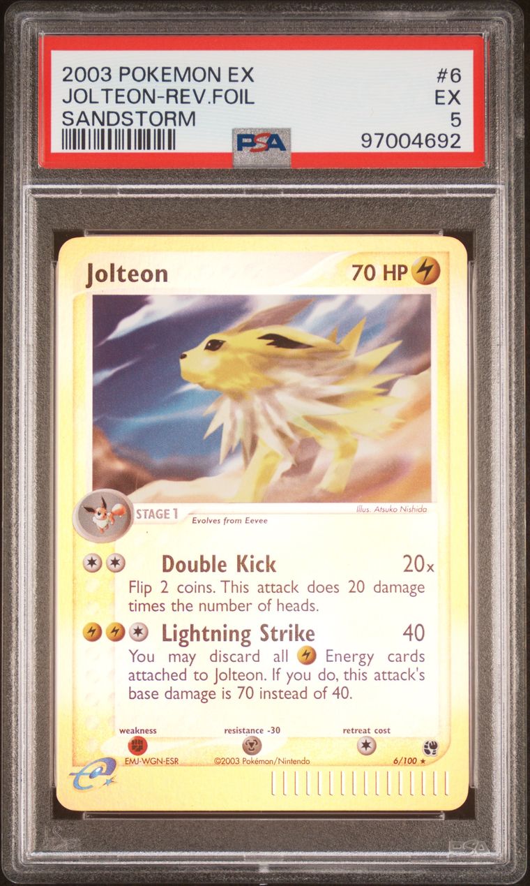 2003 Pokémon EX Sandstorm 6/100 Jolteon Reverse Foil PSA 5 EX