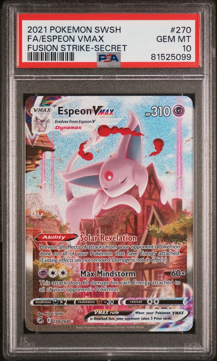 2021 Pokemon TCG SWSH Fusion Strike 270/264 Espeon Vmax Full Art Secret PSA 10