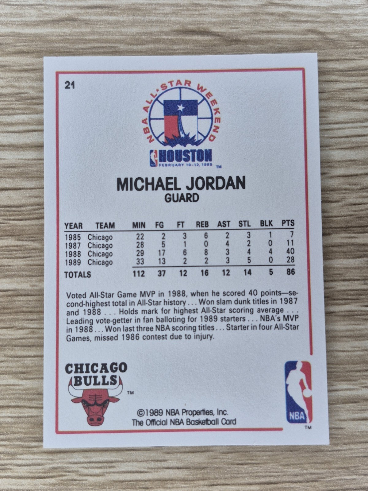 1989-90 NBA Hoops Michael Jordan All-Star #21 - Chicago Bulls -  Near Mint!!🔥