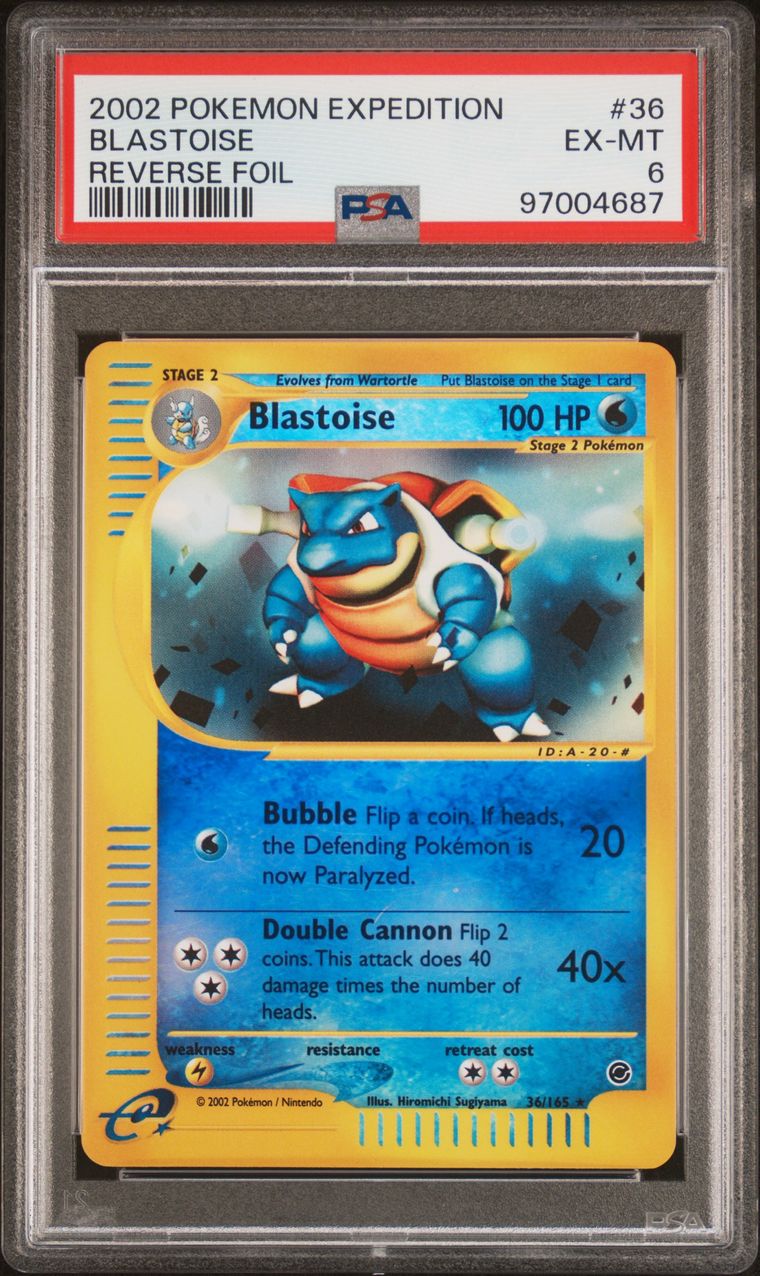 2002 Pokémon Expedition 36/165 Blastoise Reverse Foil PSA 6 EX-MT