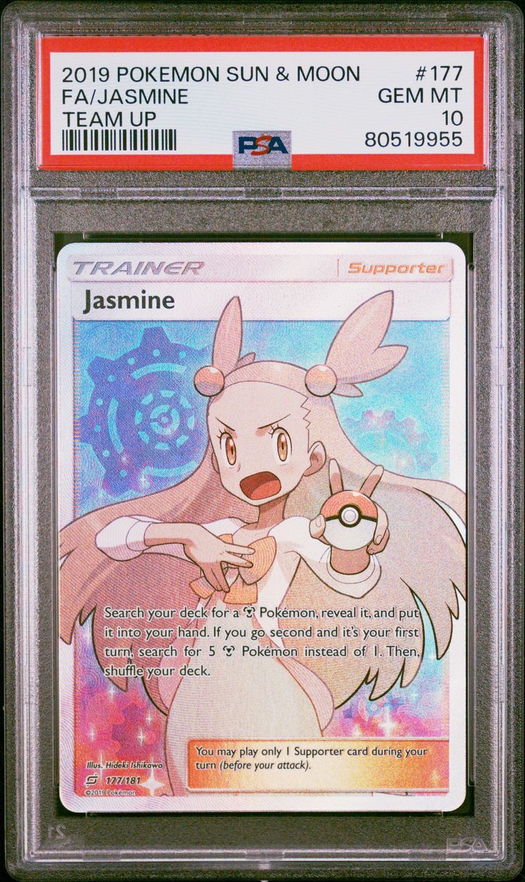 2019 Pokemon Sun & Moon Team Up 177/181 Jasmine Full Art Trainer PSA 10