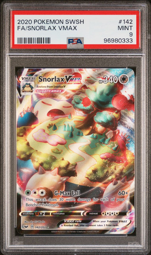 2020 Pokémon SWSH Base Set 142/202 Snorlax Vmax Full Art PSA 9 Mint