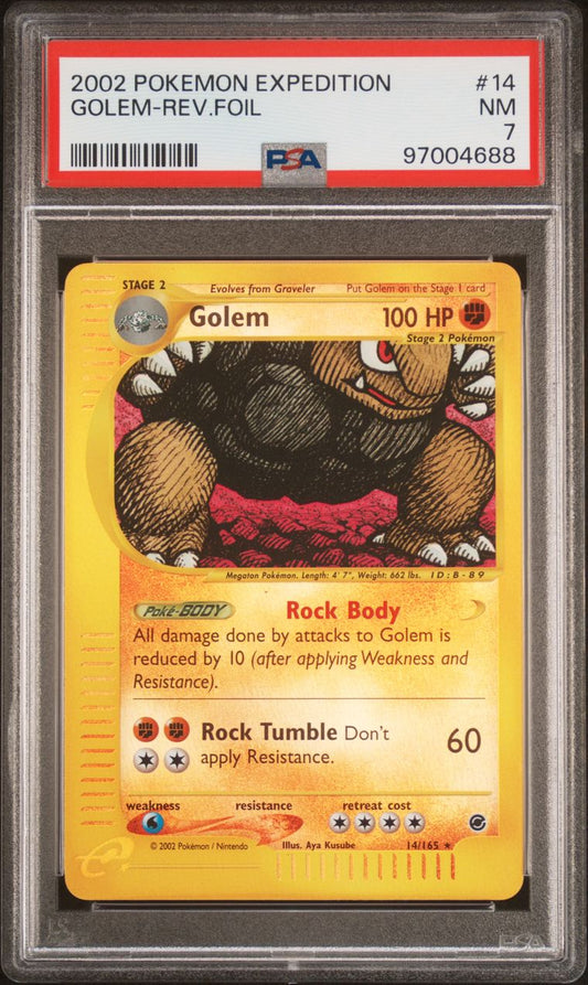 2002 Pokémon Expedition 14/165 Golem Reverse Foil PSA 7 NM