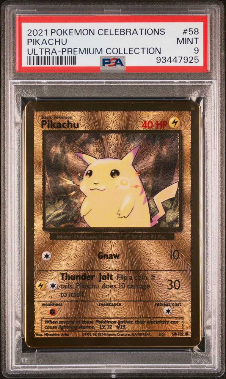 2021 Pokemon Celebrations 58/102 Ultra Premium Collection Metal Pikachu PSA 9