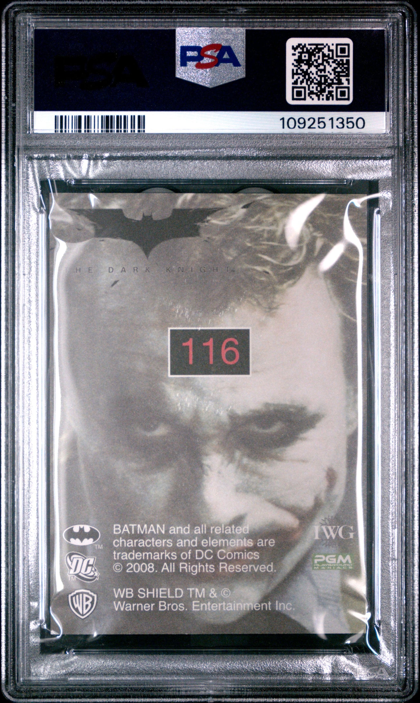 2008 PGM The Dark Knight #116 The Joker Sticker PSA 7 NM