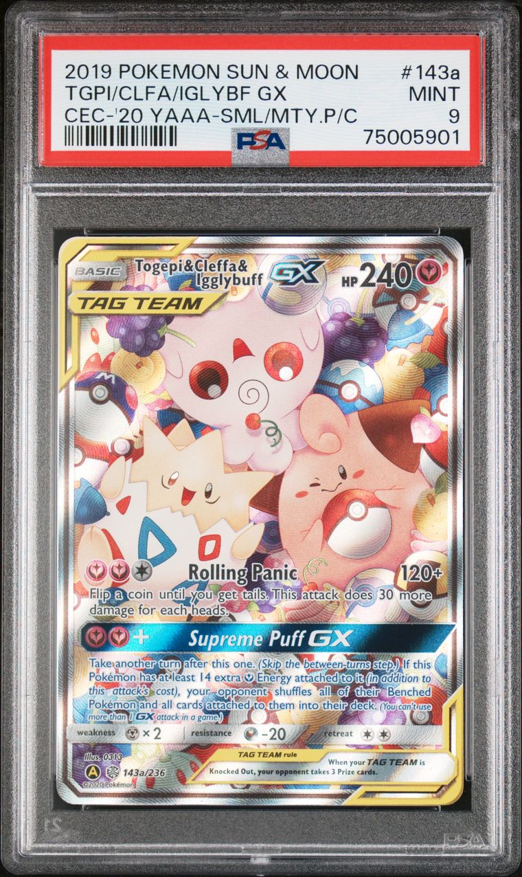 2019 Pokémon S&M Togepi & Cleffa & Igglypuff GX 143a/236 PSA 9