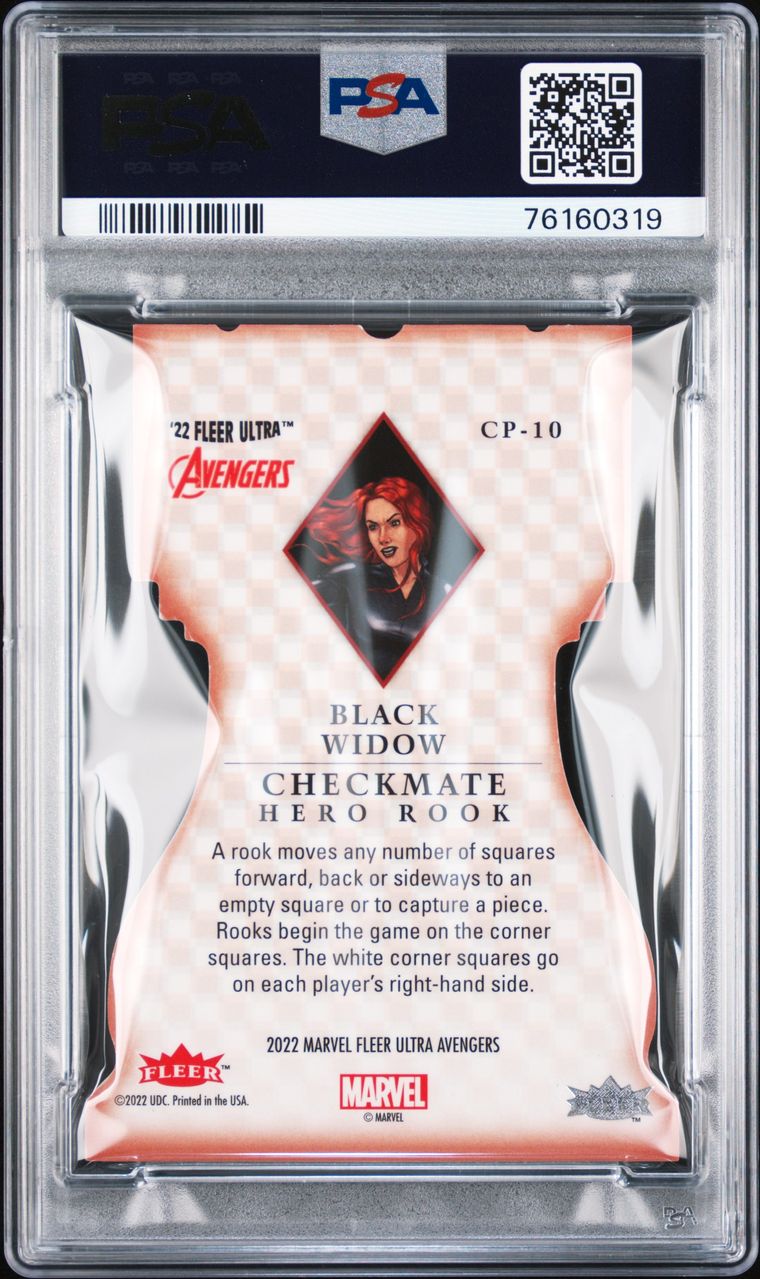 2022 Fleer Ultra Avengers CP10 Black Widow Checkmate PSA 10