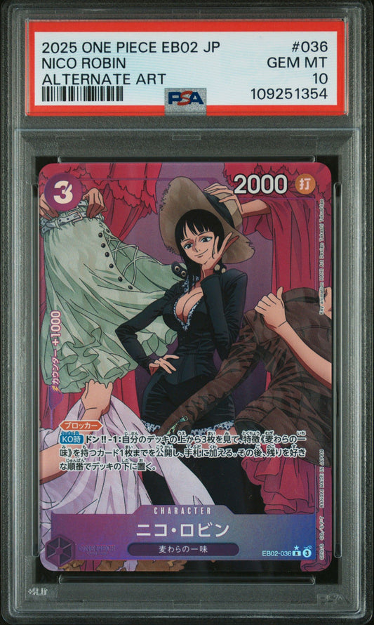 2025 One-Piece EB-02 JP Nico Robin #036 Alt Art PSA 10