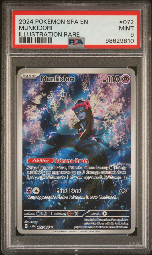 2024 Pokemon - Munkidori 072/064 - Illustration Rare - Shrouded Fable PSA 9