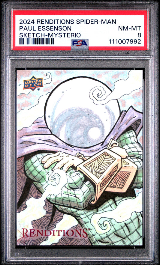 2024 Renditions Spider-Man Paul Essendon Mysterio Sketch 1/1 PSA 8 NM-MT