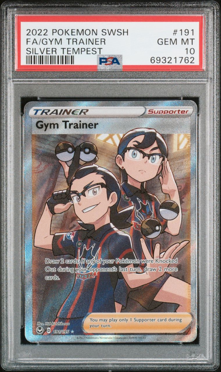 2022 Pokemon SWSH Silver Tempest #191  Gym Trainer Full Art  PSA 10