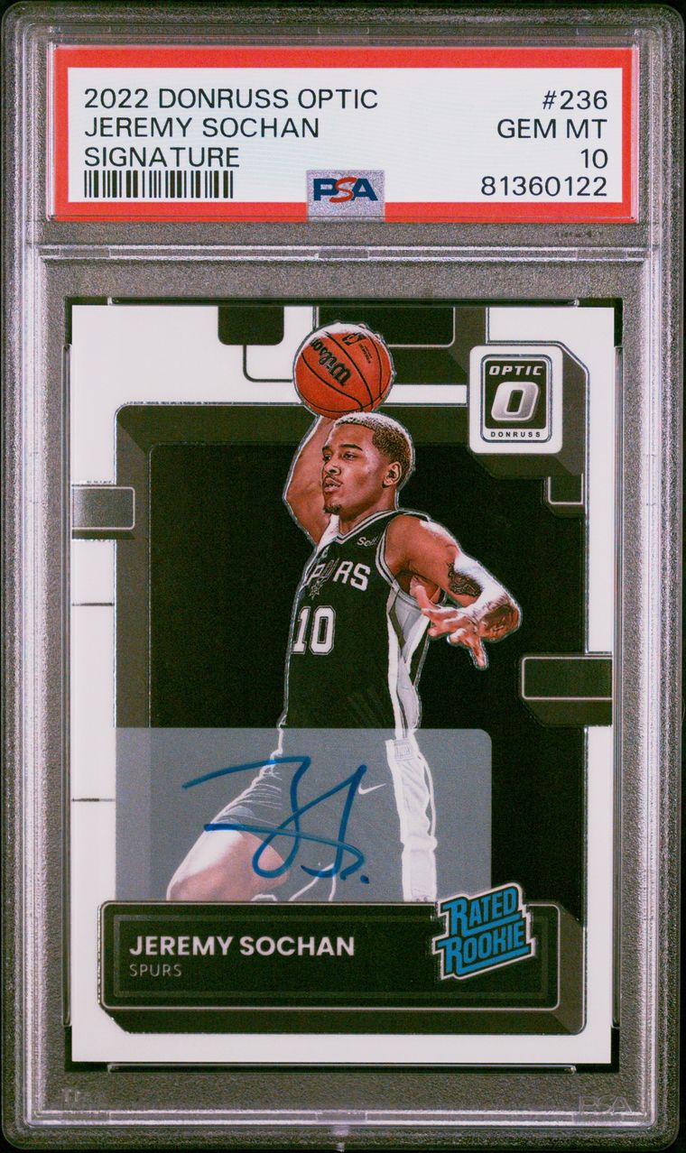 2022-23 Donruss Optic JEREMY SOCHAN Rated Rookie Auto #236 San Antonio Spurs PSA 10