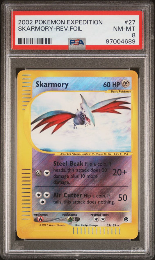 2002 Pokémon Expedition 27/165 Skarmony Reverse Foil PSA 8 NM-MT