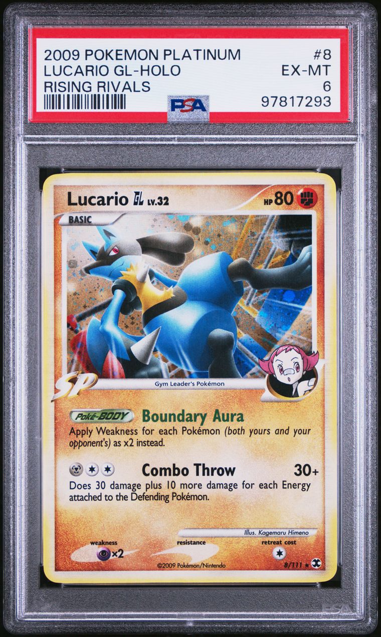 2009 Pokémon Platinum Rising Rivals 8/111 Lucario GL Holo PSA 6 EX-MT