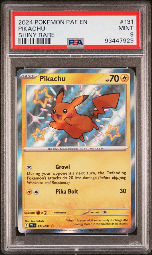 2024 Pokemon Paldean Fates 131/091 Pikachu Baby Shiny Rare PSA 9