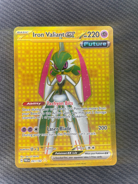 2023 Pokemon Paradox Rift 261/182 Iron Valiant EX Gold Hyper Rare