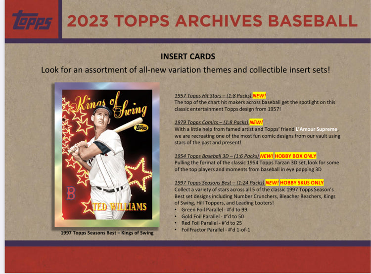 2023 Topps Archives Baseball Hobby Box