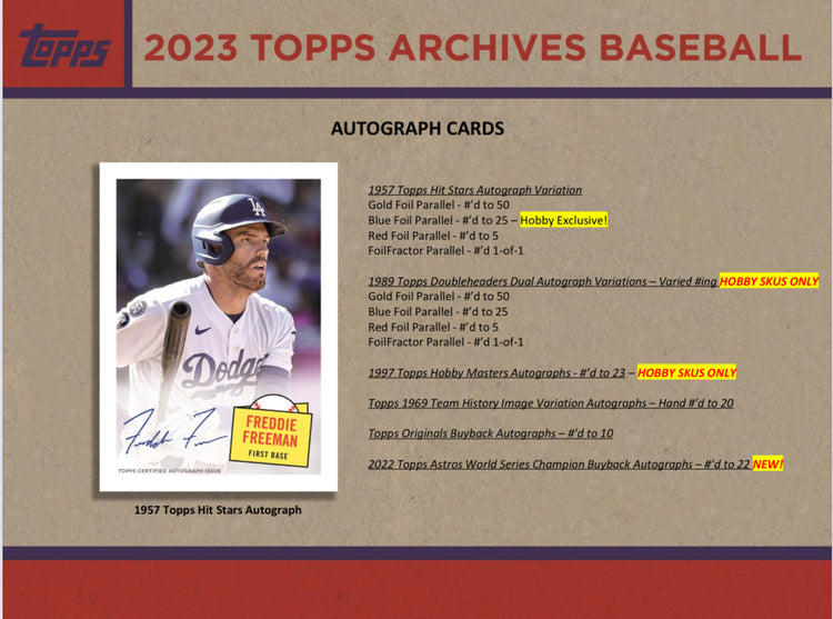 2023 Topps Archives Baseball Hobby Box