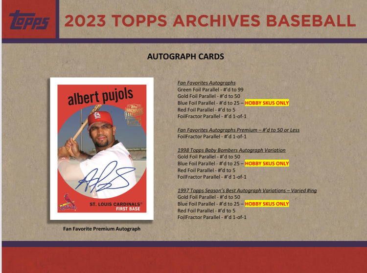 2023 Topps Archives Baseball Hobby Box