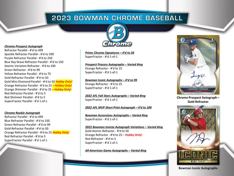 2023 Bowman Chrome Baseball Hobby Box