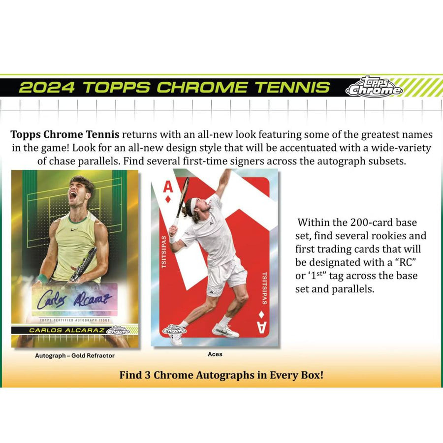 2024 Topps Chrome Tennis Hobby Box 3 AUTO'S A BOX