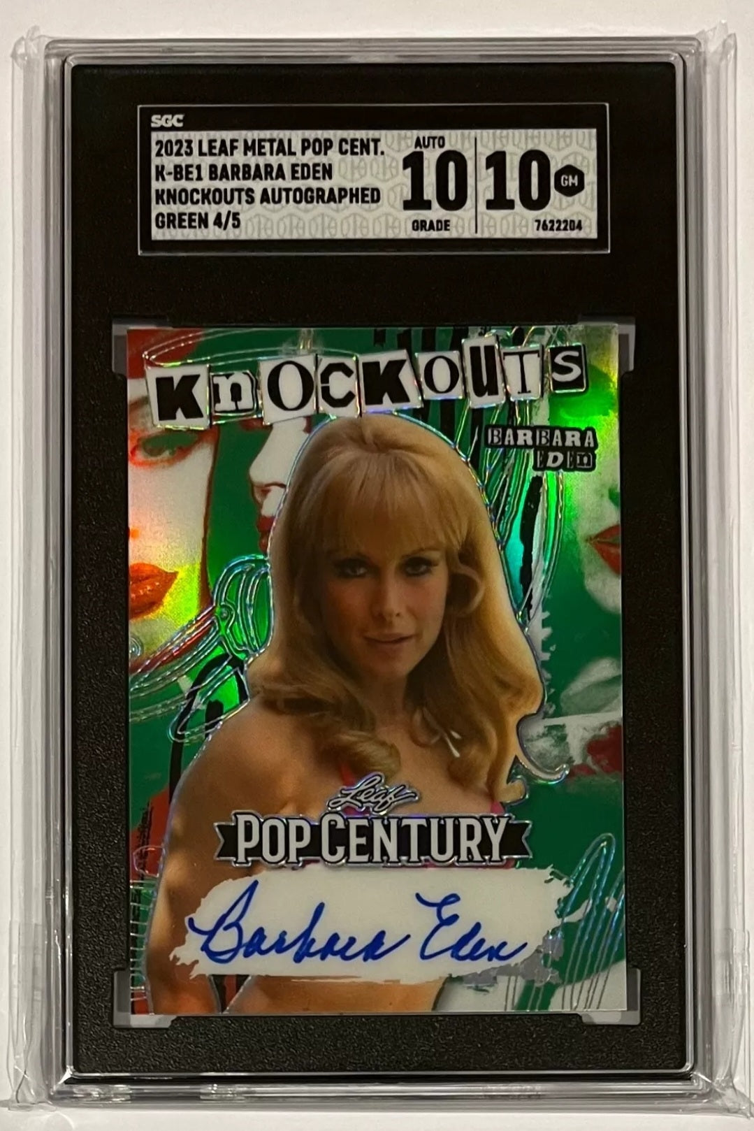 2023 Leaf Metal Pop Century K-BE1 Barbara Eden Knockouts Auto Blue Green 4/5 SGC 10/10