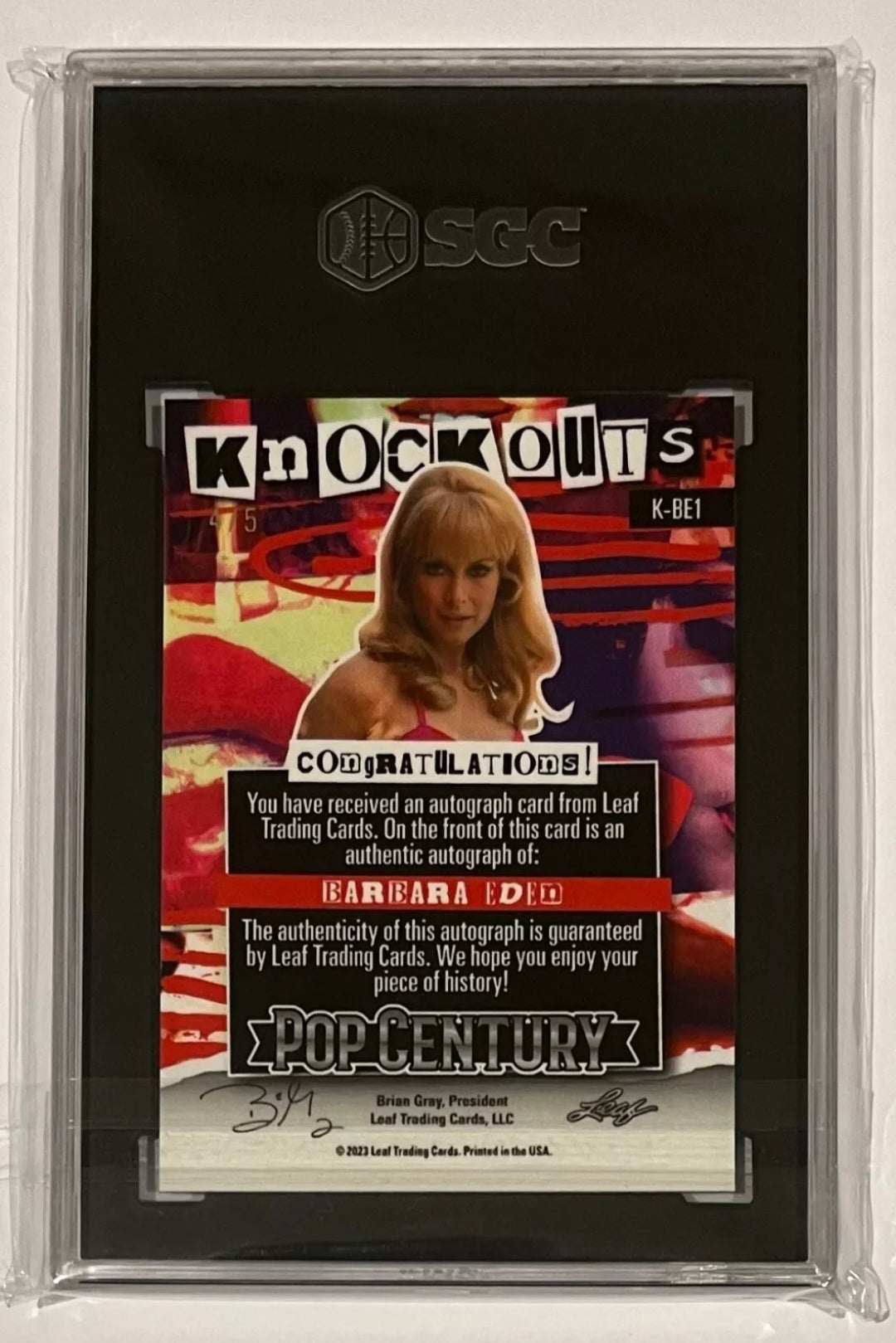 2023 Leaf Metal Pop Century K-BE1 Barbara Eden Knockouts Auto Blue Kaleidoscope 4/5 SGC 10/10