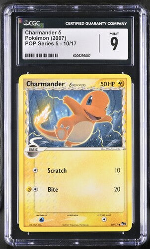 2007 Pokémon Pop Series 5 - 10/17 Charmander Delta Species Non Holo CGC 9