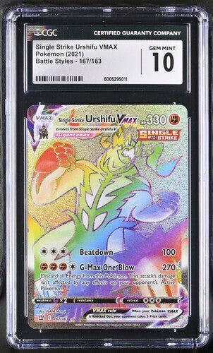 2021 Pokémon Battle Styles 167/163 Single Strike Urshifu Vmax Rainbow Secret Rare CGC 10