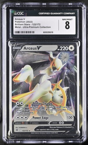 2022 Pokémon Brilliant Stars UPC 122/172 Metal Arceus V Promo CGC 8