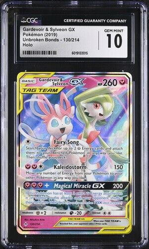 Pokemon CGC 10 Gardevoir & Sylveon GX 130/214 Tag Team Sun & Moon Unbroken Bonds