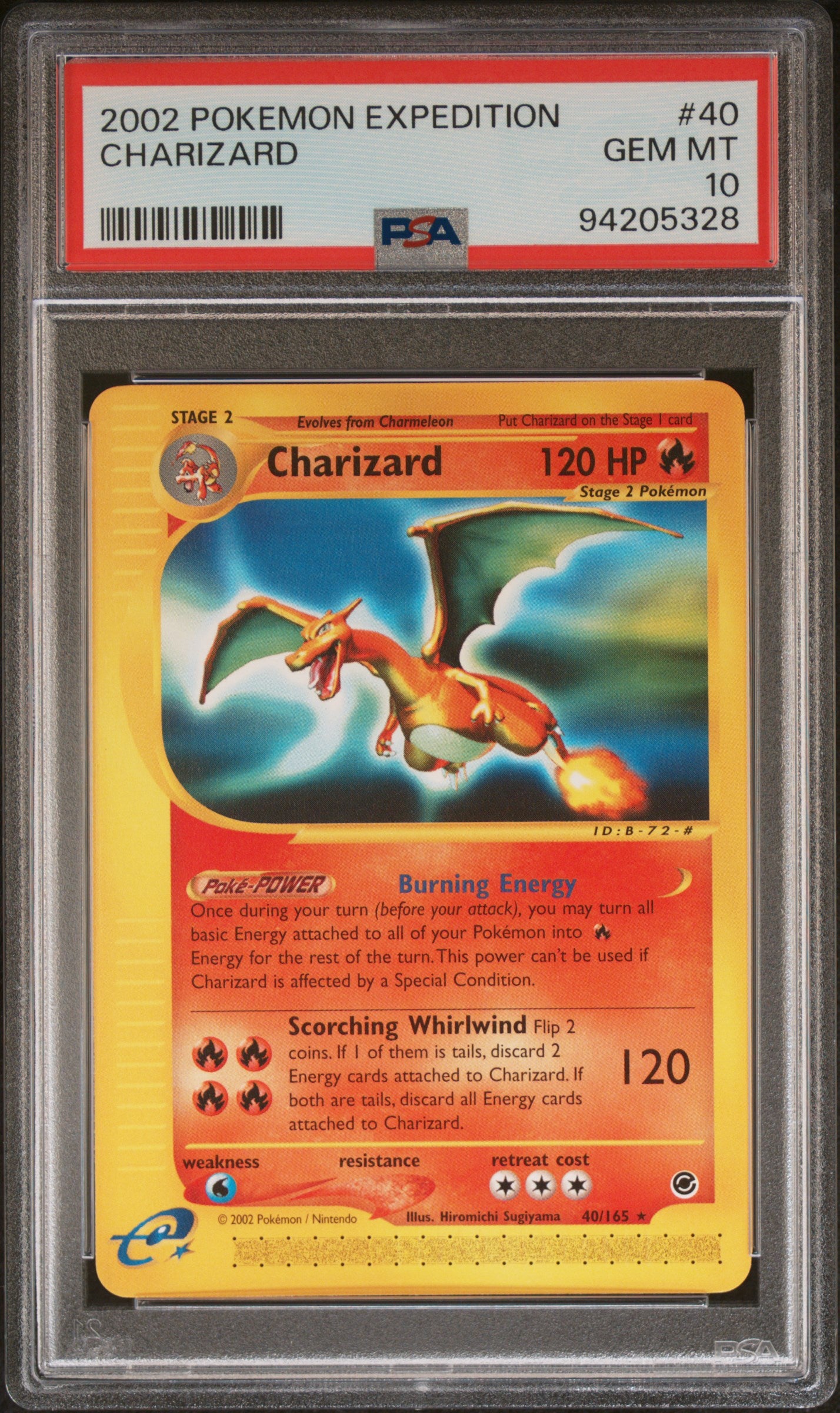 2002 Pokémon Expedition 40/165 Charizard PSA 10